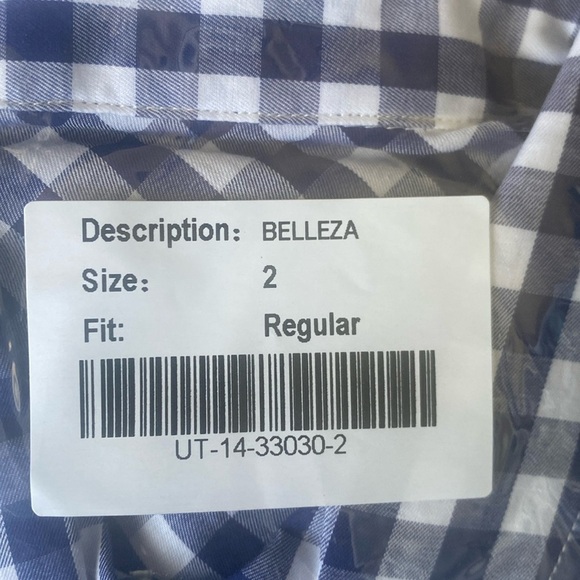 New Untuckit Belleza Shirt Womens Size 2 Gingham Plaid Long Sleeve 100% Cotton - Picture 4 of 4